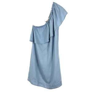 7FAM One Shoulder Chambray Mini Dress M NWT